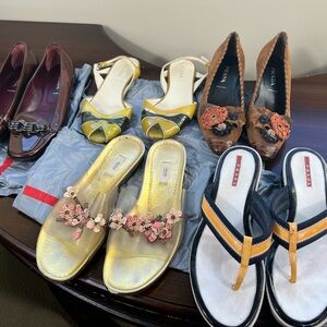 PRADA Vintage 5 PAIR Bundle with dust covers Woman Shoes sizes7-71/2-8